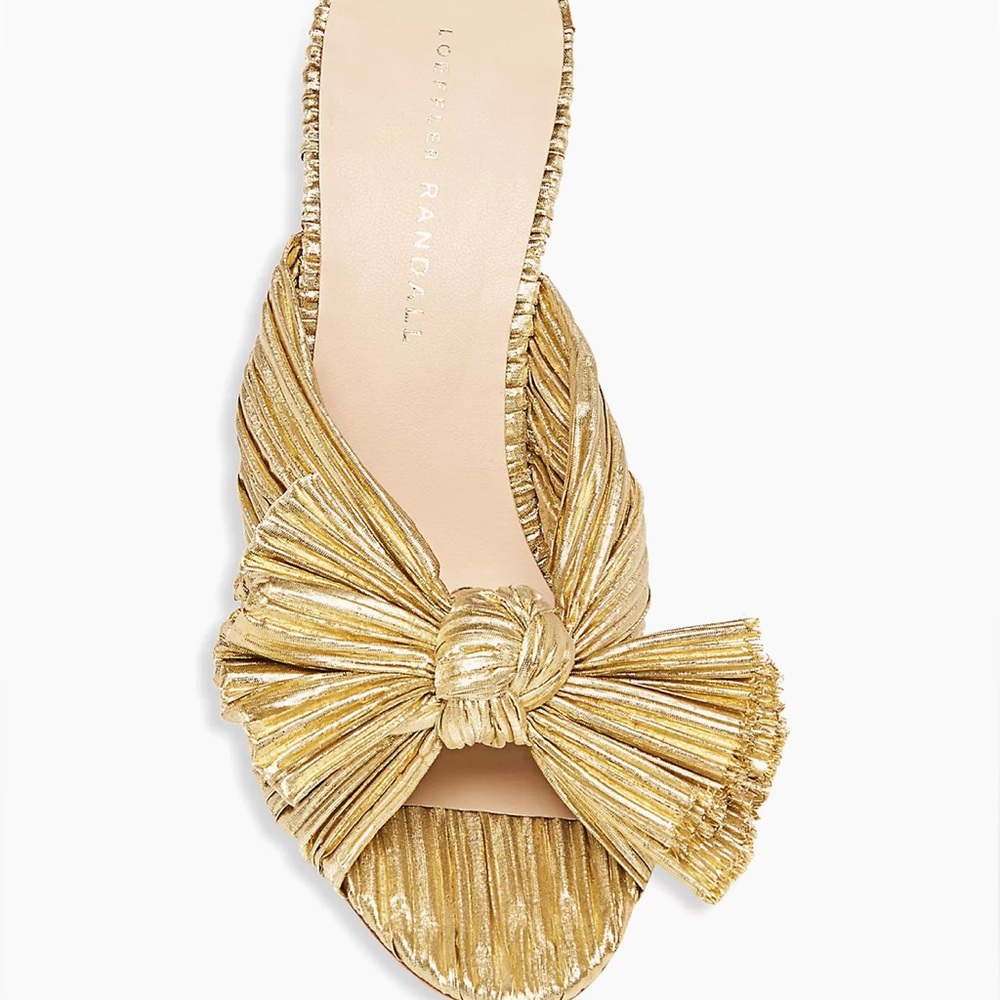 Loeffler Randall ⭐️NWT⭐️ size 7.5 Gold Women's Penny knotted mule - Picture 7 of 10